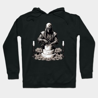 Ninja Birthday Cake: Gothic Style Sepia Illustration Hoodie